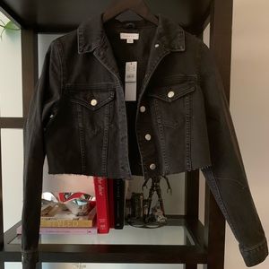 Cropped Black Denim Jacket
